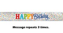 Happy Birthday Rainbow Polka Dot Foil Banner 12ft.