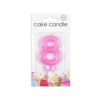 Numeral 8 Glitter Pink Candle (Box of 12)