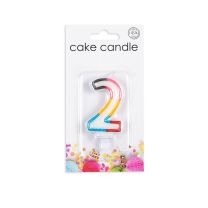 Numeral 2 Multicolour Candle (Box of 12)
