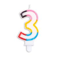 Numeral 3 Multicolour Candle (Box of 12)