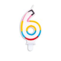 Numeral 6 Multicolour Candle (Box of 12)