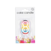Numeral 8 Multicolour Candle (Box of 12)