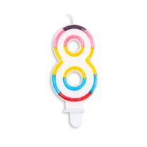 Numeral 8 Multicolour Candle (Box of 12)