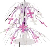 Pink Communion Mini Cross Centerpiece