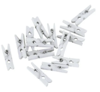Mini Pegs Wood White 24ct