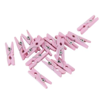 Mini Pegs Wood Pink 24ct