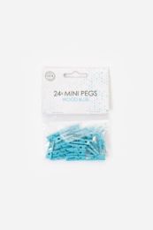Mini Pegs Wood Blue 24ct