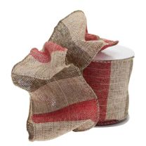 Red & Brown Stripe Ribbon - 63mm x 10yds