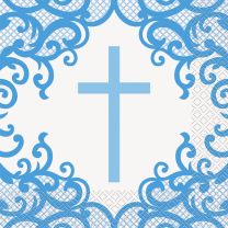 Fancy Blue Cross Lunch Napkins 16ct