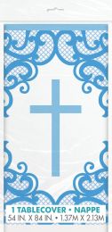 Fancy Blue Cross Plastic Tablecover
