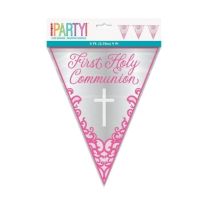 Pink First Holy Communion Flag Banner 9ft