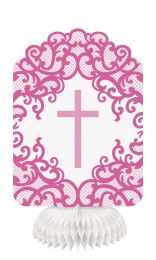 Fancy Pink Cross Honeycomb Decor 3ct