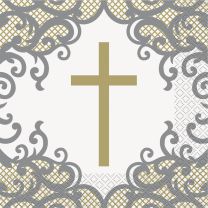 Fancy Gold Cross Lunch Napkins 16ct