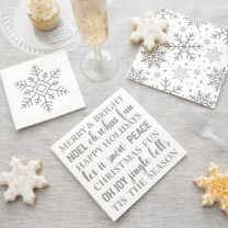 Silver & Gold Snowflakes Christmas Napkins 16ct