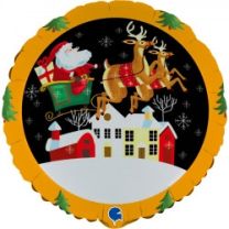Christmas Santa in Sleigh 18" Foil Balloon