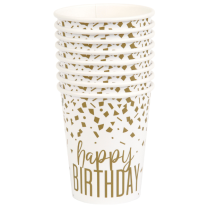 Gold Confetti Birthday Party 9oz Cups 8CT