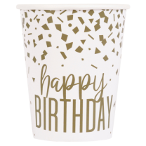 Gold Confetti Birthday Party 9oz Cups 8CT