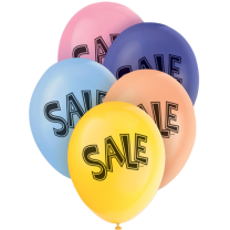 SALE 12" Latex Helium Fill Balloon - Pearlized Assorted Colours, Printed All Around - 5ct