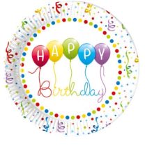 Happy Birthday Streamers 23cm Paper Plates 8ct