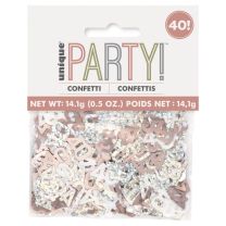 Rose Gold Glitz Foil Age 40 Confetti 0.5 oz