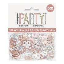Rose Gold Glitz Foil Age 50 Confetti 0.5 oz