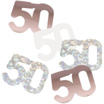 Rose Gold Glitz Foil Age 50 Confetti 0.5 oz