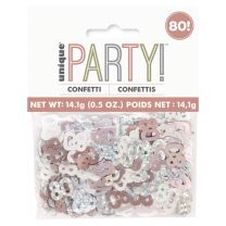 Rose Gold Glitz Foil Age 80 Confetti 0.5 oz