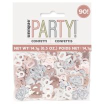 Rose Gold Glitz Foil Age 90 Confetti 0.5 oz