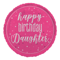 Pink/Silver Glitz 18" Foil Happy Birthday Daughter  Prism Foil Balloon