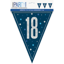 Blue/Silver Glitz Foil Prism Age 18 Flag Banner 9FT