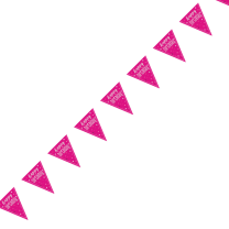 Pink/Silver Glitz Foil Prism Happy Birthday Flag Banner 9FT