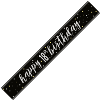 Black/Silver Glitz Age 18 Happy Birthday Foil Banner 9ft