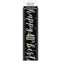 Black/Silver Glitz Age 40 Happy Birthday Foil Banner 9ft
