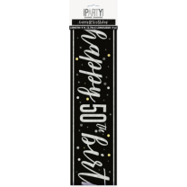 Black/Silver Glitz Age 50 Happy Birthday Foil Banner 9ft