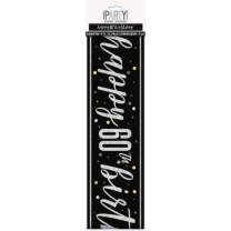 Black/Silver Glitz Age 60 Happy Birthday Foil Banner 9ft