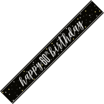 Black/Silver Glitz Age 60 Happy Birthday Foil Banner 9ft
