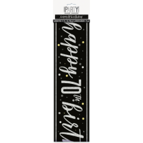 Black/Silver Glitz Age 70 Happy Birthday Foil Banner 9ft