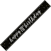 Black/Silver Glitz Age 70 Happy Birthday Foil Banner 9ft