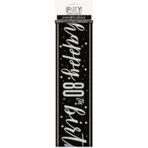 Black/Silver Glitz Age 80 Happy Birthday Foil Banner 9ft