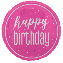 Pink/Silver Glitz 18" Foil Happy Birthday Prism Foil Balloon