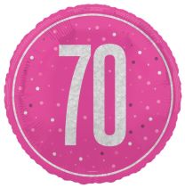 Pink/Silver Glitz 18" Foil Age 70 Prism Foil Balloon