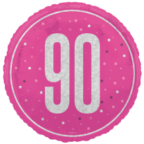 Pink/Silver Glitz 18" Foil Age 90 Prism Foil Balloon