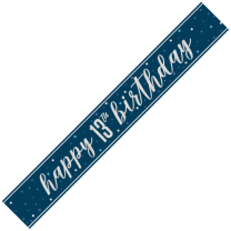 Blue/Silver Glitz Age 13 Happy Birthday Foil Banner 9ft
