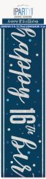 Blue/Silver Glitz Age 16 Happy Birthday Foil Banner 9ft