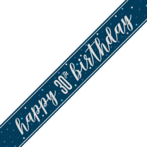 Blue/Silver Glitz Age 30 Happy Birthday Foil Banner 9ft