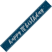 Blue/Silver Glitz Age 70 Happy Birthday Foil Banner 9ft