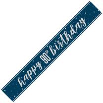 Blue/Silver Glitz Age 90 Happy Birthday Foil Banner 9ft