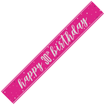 Pink/Silver Glitz Age 30 Happy Birthday Foil Banner 9ft