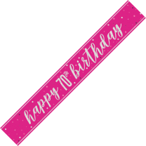 Pink/Silver Glitz Age 70 Happy Birthday Foil Banner 9ft