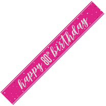 Pink/Silver Glitz Age 80 Happy Birthday Foil Banner 9ft